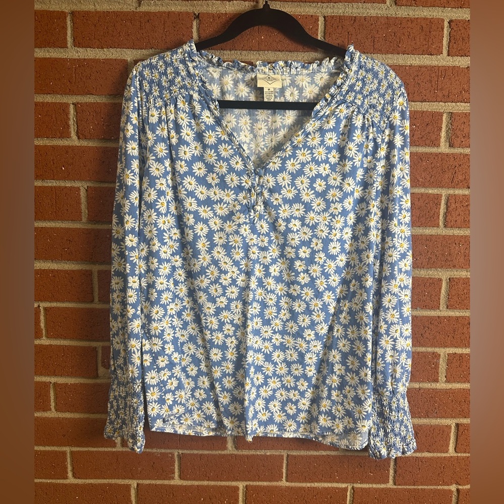 St. John's Bay Blue and White Floral Top